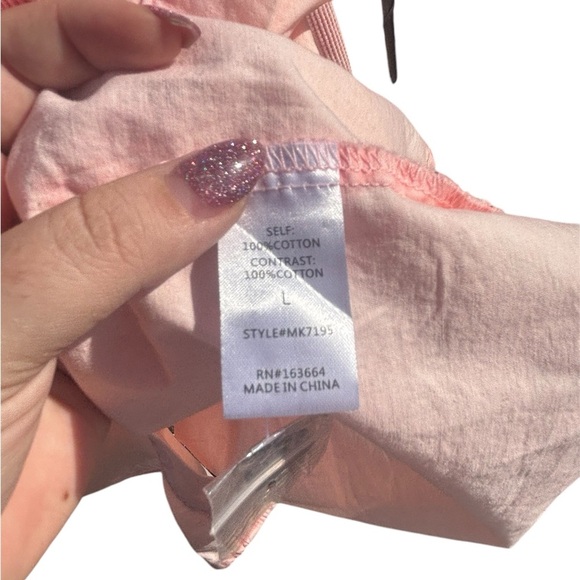 NWT Pleated Pink Waffle Print Casual Jacket Dress Spring Summer Size Large - Picture 4 of 5